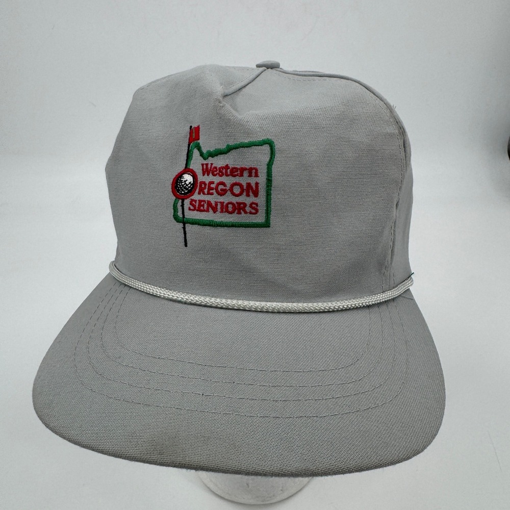 Cali-Fame Golf Hat Men OSFA Grey Western Oregon Seniors Vintage Rope Cap USA